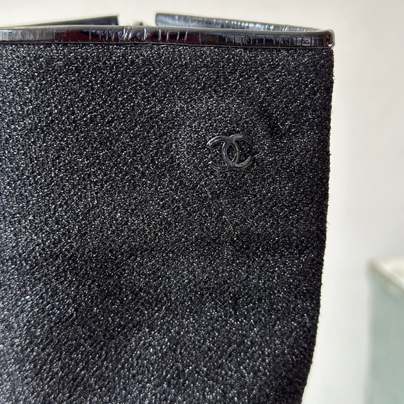CHANEL Fall 2017 Runway Black Sparkle High Boots Size 37 - Picture 5 of 12